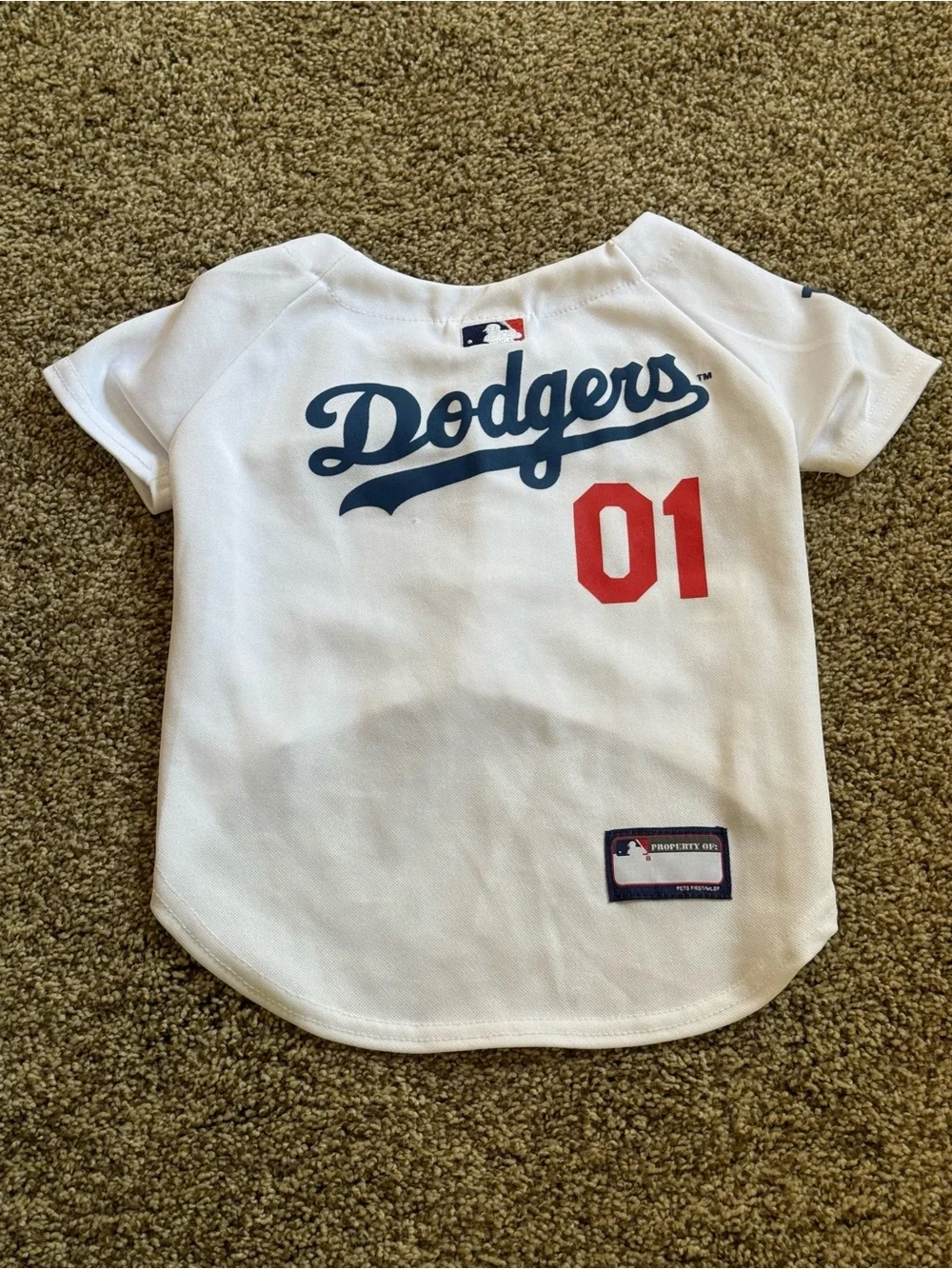 LA Dodgers White pets Baseball Jersey Top
